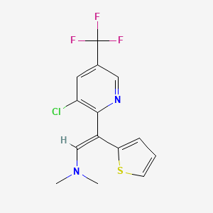 molecular formula C14H12ClF3N2S B3035885 (Z)-2-[3-chloro-5-(trifluoromethyl)pyridin-2-yl]-N,N-dimethyl-2-thiophen-2-ylethenamine CAS No. 338770-46-0