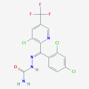 molecular formula C14H8Cl3F3N4O B3035886 [(E)-[[3-chloro-5-(trifluoromethyl)pyridin-2-yl]-(2,4-dichlorophenyl)methylidene]amino]urea CAS No. 338770-48-2