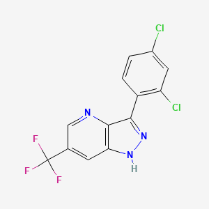 molecular formula C13H6Cl2F3N3 B3035887 3-(2,4-dichlorophenyl)-6-(trifluoromethyl)-1H-pyrazolo[4,3-b]pyridine CAS No. 338770-50-6