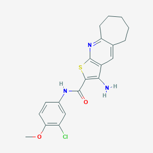 molecular formula C20H20ClN3O2S B303589 3-amino-N-(3-chloro-4-methoxyphenyl)-6,7,8,9-tetrahydro-5H-cyclohepta[b]thieno[3,2-e]pyridine-2-carboxamide 