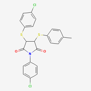 molecular formula C23H17Cl2NO2S2 B3035890 1-(4-Chlorophenyl)-3-(4-chlorophenyl)sulfanyl-4-(4-methylphenyl)sulfanylpyrrolidine-2,5-dione CAS No. 338772-42-2