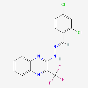 molecular formula C16H9Cl2F3N4 B3035894 2,4-dichlorobenzenecarbaldehyde N-[3-(trifluoromethyl)-2-quinoxalinyl]hydrazone CAS No. 338773-15-2