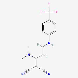 2-[(E)-1-(dimethylamino)-3-[4-(trifluoromethyl)anilino]prop-2-enylidene]propanedinitrile