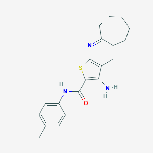 molecular formula C21H23N3OS B303590 3-amino-N-(3,4-dimethylphenyl)-6,7,8,9-tetrahydro-5H-cyclohepta[b]thieno[3,2-e]pyridine-2-carboxamide 