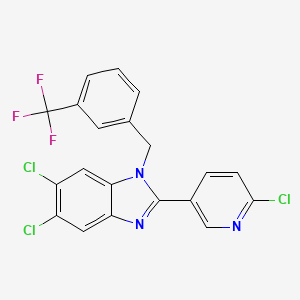 molecular formula C20H11Cl3F3N3 B3035903 5,6-dichloro-2-(6-chloro-3-pyridinyl)-1-[3-(trifluoromethyl)benzyl]-1H-1,3-benzimidazole CAS No. 338773-98-1