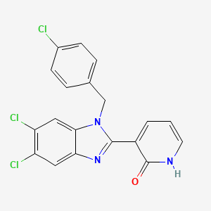 molecular formula C19H12Cl3N3O B3035905 3-[5,6-dichloro-1-(4-chlorobenzyl)-1H-1,3-benzimidazol-2-yl]-2(1H)-pyridinone CAS No. 338774-07-5