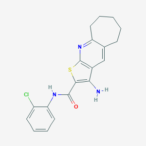 molecular formula C19H18ClN3OS B303591 3-amino-N-(2-chlorophenyl)-6,7,8,9-tetrahydro-5H-cyclohepta[b]thieno[3,2-e]pyridine-2-carboxamide 