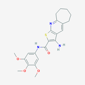molecular formula C22H25N3O4S B303592 3-amino-N-(3,4,5-trimethoxyphenyl)-6,7,8,9-tetrahydro-5H-cyclohepta[b]thieno[3,2-e]pyridine-2-carboxamide 