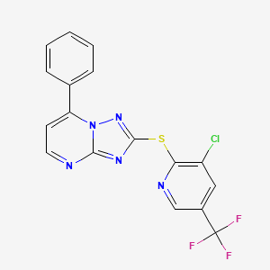 molecular formula C17H9ClF3N5S B3035920 2-{[3-Chloro-5-(trifluoromethyl)-2-pyridinyl]sulfanyl}-7-phenyl[1,2,4]triazolo[1,5-a]pyrimidine CAS No. 338775-17-0