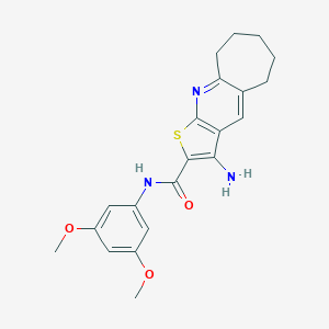 molecular formula C21H23N3O3S B303593 3-amino-N-(3,5-dimethoxyphenyl)-6,7,8,9-tetrahydro-5H-cyclohepta[b]thieno[3,2-e]pyridine-2-carboxamide 