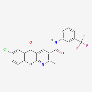 molecular formula C21H12ClF3N2O3 B3035937 7-chloro-2-methyl-5-oxo-N-[3-(trifluoromethyl)phenyl]-5H-chromeno[2,3-b]pyridine-3-carboxamide CAS No. 338778-81-7
