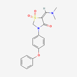 molecular formula C18H18N2O4S B3035940 (5E)-5-(dimethylaminomethylidene)-1,1-dioxo-3-(4-phenoxyphenyl)-1,3-thiazolidin-4-one CAS No. 338779-53-6