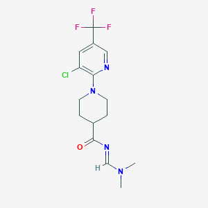 molecular formula C15H18ClF3N4O B3035943 1-[3-chloro-5-(trifluoromethyl)pyridin-2-yl]-N-(dimethylaminomethylidene)piperidine-4-carboxamide CAS No. 338780-70-4