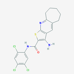 molecular formula C19H16Cl3N3OS B303596 3-amino-N-(2,4,5-trichlorophenyl)-6,7,8,9-tetrahydro-5H-cyclohepta[b]thieno[3,2-e]pyridine-2-carboxamide 