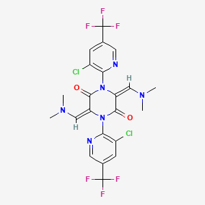 molecular formula C22H18Cl2F6N6O2 B3035961 (3E,6E)-1,4-bis[3-chloro-5-(trifluoromethyl)pyridin-2-yl]-3,6-bis(dimethylaminomethylidene)piperazine-2,5-dione CAS No. 338791-73-4