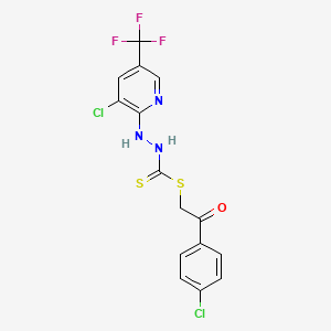molecular formula C15H10Cl2F3N3OS2 B3035964 2-(4-Chlorophenyl)-2-oxoethyl 2-[3-chloro-5-(trifluoromethyl)-2-pyridinyl]-1-hydrazinecarbodithioate CAS No. 338791-82-5