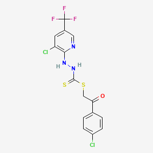 molecular formula C15H10Cl2F3N3OS2 B3035964 2-(4-氯苯基)-2-氧代乙基 2-[3-氯-5-(三氟甲基)-2-吡啶基]-1-肼基氨基甲酸酯 CAS No. 338791-82-5