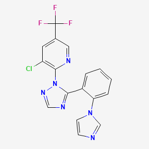 molecular formula C17H10ClF3N6 B3035980 3-Chloro-2-(5-(2-(1H-imidazol-1-yl)phenyl)-1H-1,2,4-triazol-1-yl)-5-(trifluoromethyl)pyridine CAS No. 338793-55-8