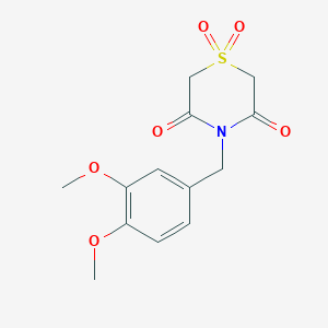 molecular formula C13H15NO6S B3035995 4-(3,4-Dimethoxybenzyl)-1lambda~6~,4-thiazinane-1,1,3,5-tetraone CAS No. 338794-21-1
