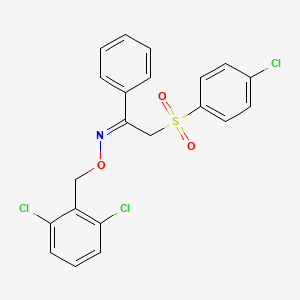 (Z)-2-(4-Chlorophenyl)sulfonyl-N-[(2,6-dichlorophenyl)methoxy]-1-phenylethanimine