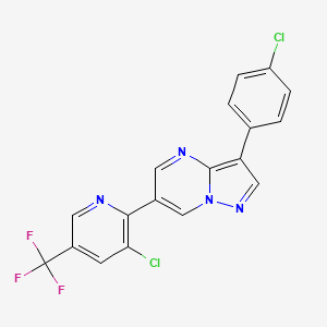 molecular formula C18H9Cl2F3N4 B3036010 3-(4-Chlorophenyl)-6-(3-chloro-5-(trifluoromethyl)-2-pyridinyl)pyrazolo[1,5-a]pyrimidine CAS No. 338953-33-6