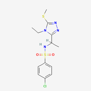 molecular formula C13H17ClN4O2S2 B3036020 4-chloro-N-{1-[4-ethyl-5-(methylsulfanyl)-4H-1,2,4-triazol-3-yl]ethyl}benzenesulfonamide CAS No. 338954-07-7