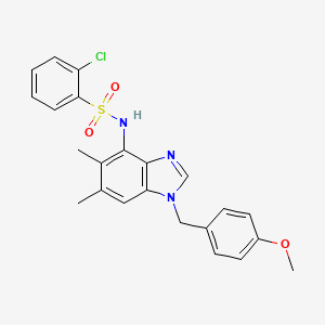 molecular formula C23H22ClN3O3S B3036026 2-chloro-N-[1-(4-methoxybenzyl)-5,6-dimethyl-1H-1,3-benzimidazol-4-yl]benzenesulfonamide CAS No. 338954-93-1