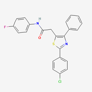 molecular formula C23H16ClFN2OS B3036033 2-[2-(4-chlorophenyl)-4-phenyl-1,3-thiazol-5-yl]-N-(4-fluorophenyl)acetamide CAS No. 338957-19-0