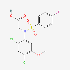 molecular formula C15H12Cl2FNO5S B3036059 2-{2,4-二氯[(4-氟苯基)磺酰基]-5-甲氧基苯胺}乙酸 CAS No. 338961-85-6