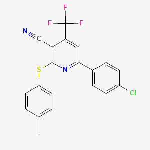 6-(4-Chlorophenyl)-2-[(4-methylphenyl)sulfanyl]-4-(trifluoromethyl)nicotinonitrile