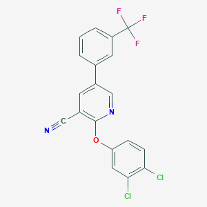 molecular formula C19H9Cl2F3N2O B3036071 2-(3,4-Dichlorophenoxy)-5-[3-(trifluoromethyl)phenyl]pyridine-3-carbonitrile CAS No. 338964-67-3