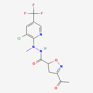 molecular formula C13H12ClF3N4O3 B3036073 3-乙酰-N'-[3-氯-5-(三氟甲基)吡啶-2-基]-N'-甲基-4,5-二氢-1,2-噁唑-5-甲酰肼 CAS No. 338965-03-0