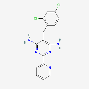 molecular formula C16H13Cl2N5 B3036074 5-(2,4-二氯苄基)-2-(2-吡啶基)-4,6-嘧啶二胺 CAS No. 338965-09-6