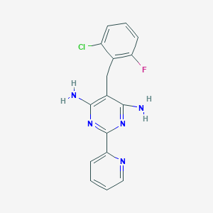 6-Amino-5-(2-chloro-6-fluorobenzyl)-2-(2-pyridinyl)-4-pyrimidinylamine