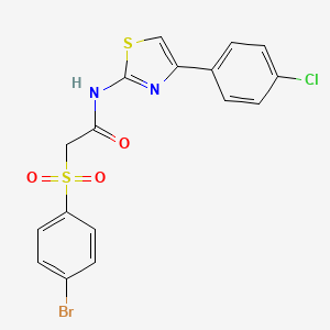 2-(4-bromophenyl)sulfonyl-N-[4-(4-chlorophenyl)-1,3-thiazol-2-yl]acetamide
