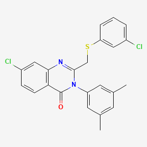 molecular formula C23H18Cl2N2OS B3036088 7-Chloro-2-[(3-chlorophenyl)sulfanylmethyl]-3-(3,5-dimethylphenyl)quinazolin-4-one CAS No. 338966-10-2