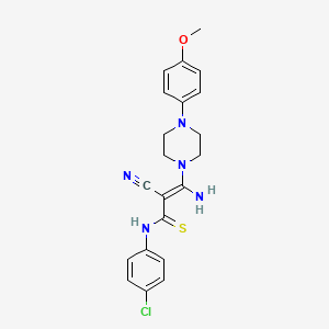 3-Amino-n-(4-chlorophenyl)-2-cyano-3-(4-(4-methoxyphenyl)piperazino)-2-propenethioamide