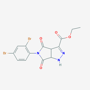 molecular formula C14H11Br2N3O4 B303610 Ethyl 5-(2,4-dibromophenyl)-4,6-dioxo-1,3a,4,5,6,6a-hexahydropyrrolo[3,4-c]pyrazole-3-carboxylate 