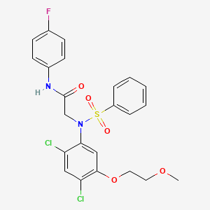 molecular formula C23H21Cl2FN2O5S B3036101 2-[2,4-dichloro-5-(2-methoxyethoxy)(phenylsulfonyl)anilino]-N-(4-fluorophenyl)acetamide CAS No. 338967-77-4