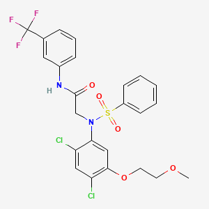 2-[2,4-dichloro-5-(2-methoxyethoxy)(phenylsulfonyl)anilino]-N-[3-(trifluoromethyl)phenyl]acetamide