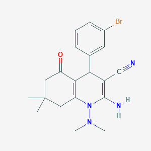 molecular formula C20H23BrN4O B303611 2-Amino-4-(3-bromophenyl)-1-(dimethylamino)-7,7-dimethyl-5-oxo-1,4,5,6,7,8-hexahydro-3-quinolinecarbonitrile 