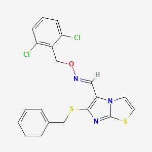 molecular formula C20H15Cl2N3OS2 B3036112 6-(benzylsulfanyl)imidazo[2,1-b][1,3]thiazole-5-carbaldehyde O-(2,6-dichlorobenzyl)oxime CAS No. 338976-43-5