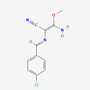 (E)-3-amino-2-[(4-chlorophenyl)methylideneamino]-3-methoxyprop-2-enenitrile