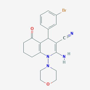 molecular formula C20H21BrN4O2 B303612 2-Amino-4-(3-bromophenyl)-1-(4-morpholinyl)-5-oxo-1,4,5,6,7,8-hexahydro-3-quinolinecarbonitrile 