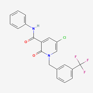 molecular formula C20H14ClF3N2O2 B3036120 5-chloro-2-oxo-N-phenyl-1-[[3-(trifluoromethyl)phenyl]methyl]pyridine-3-carboxamide CAS No. 338977-52-9