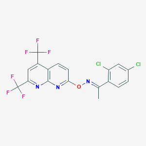 molecular formula C18H9Cl2F6N3O B3036132 1-(2,4-dichlorophenyl)-1-ethanone O-[5,7-bis(trifluoromethyl)[1,8]naphthyridin-2-yl]oxime CAS No. 338978-38-4