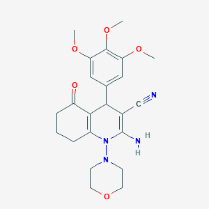 molecular formula C23H28N4O5 B303614 2-Amino-1-(4-morpholinyl)-5-oxo-4-(3,4,5-trimethoxyphenyl)-1,4,5,6,7,8-hexahydro-3-quinolinecarbonitrile 