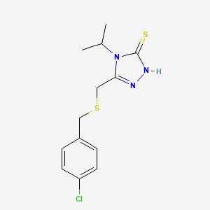 molecular formula C13H16ClN3S2 B3036147 5-{[(4-chlorobenzyl)sulfanyl]methyl}-4-isopropyl-4H-1,2,4-triazol-3-ylhydrosulfide CAS No. 338982-45-9