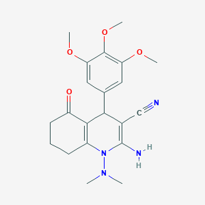 molecular formula C21H26N4O4 B303615 2-Amino-1-(dimethylamino)-5-oxo-4-(3,4,5-trimethoxyphenyl)-1,4,5,6,7,8-hexahydroquinoline-3-carbonitrile 