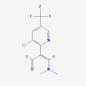 molecular formula C11H10ClF3N2O B3036169 2-[3-Chloro-5-(trifluoromethyl)pyridin-2-yl]-3-(dimethylamino)prop-2-enal CAS No. 339010-44-5
